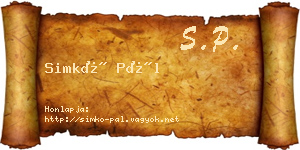 Simkó Pál névjegykártya